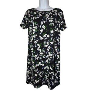 Banana Republic Factory Black White Floral SS Knee Length Shift Dress 4